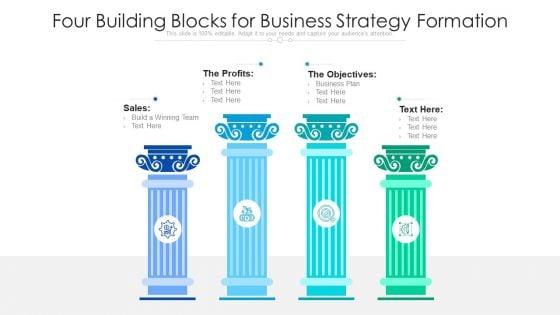 Four Building Blocks For Business Strategy Formation Ppt PowerPoint Presentation File Icons PDF