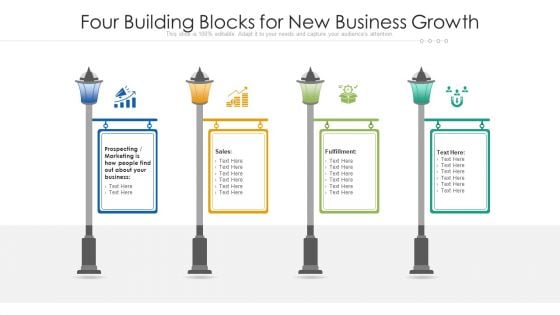 Four Building Blocks For New Business Growth Ppt PowerPoint Presentation File Show PDF