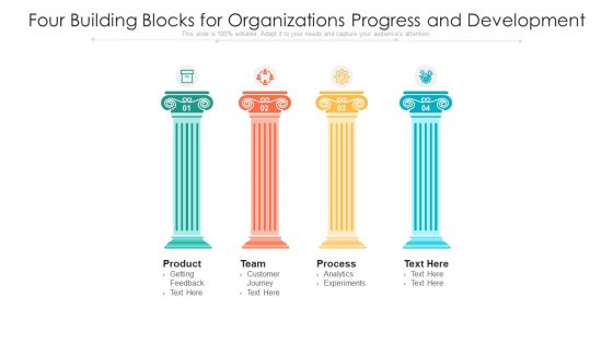 Four Building Blocks For Organizations Progress And Development Ppt PowerPoint Presentation File Layouts PDF