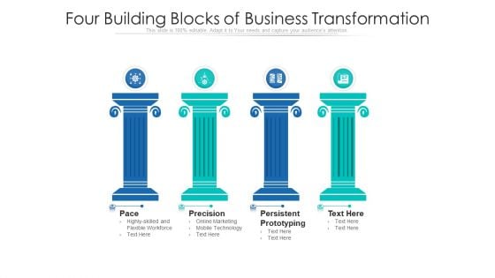 Four Building Blocks Of Business Transformation Ppt PowerPoint Presentation Gallery Templates PDF