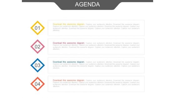 Four Business Agenda Points Powerpoint Slides