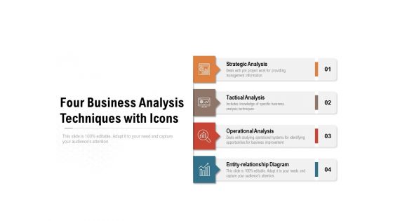 Four Business Analysis Techniques With Icons Ppt PowerPoint Presentation Infographics Icons