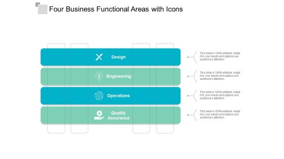 four business functional areas with icons ppt powerpoint presentation outline backgrounds