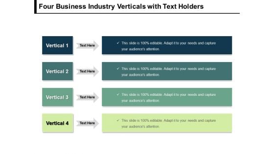 Four Business Industry Verticals With Text Holders Ppt PowerPoint Presentation Pictures Rules V