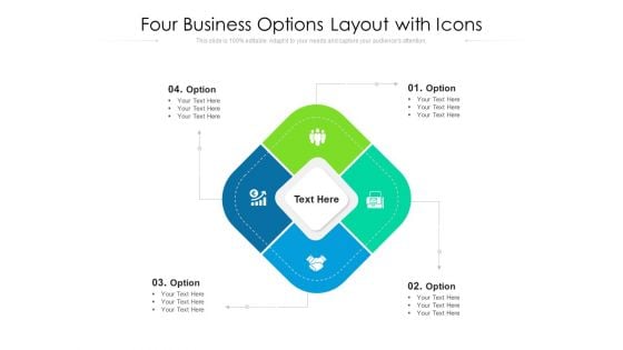 Four Business Options Layout With Icons Ppt PowerPoint Presentation Portfolio Example Introduction PDF