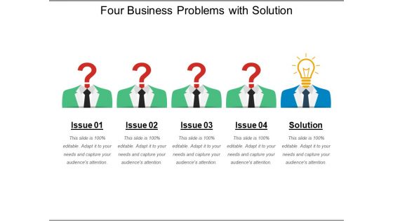 Four Business Problems With Solution Ppt PowerPoint Presentation Portfolio Graphic Tips PDF