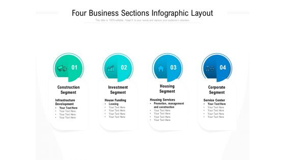 Four Business Sections Infographic Layout Ppt PowerPoint Presentation Infographic Template Display PDF