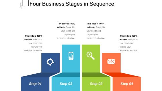 Four Business Stages In Sequence Ppt PowerPoint Presentation File Graphics Design PDF