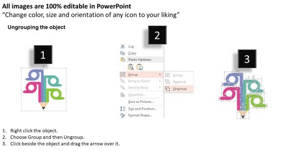 Four Circle Pencil Tags With Icons Diagram Powerpoint Template