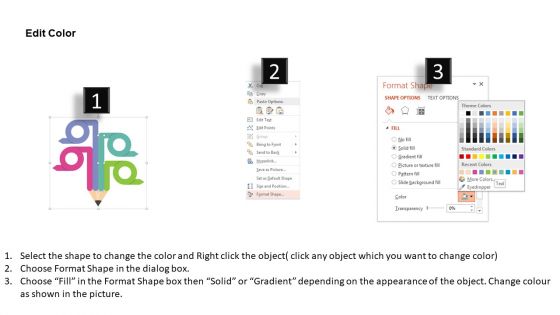 Four Circle Pencil Tags With Icons Diagram Powerpoint Template