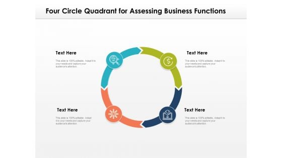 Four Circle Quadrant For Assessing Business Functions Ppt PowerPoint Presentation Gallery Icons PDF