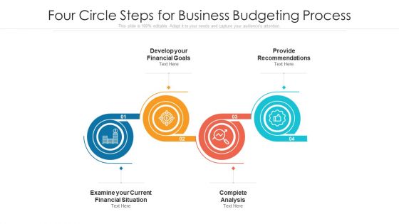 Four Circle Steps For Business Budgeting Process Ppt PowerPoint Presentation File Designs PDF