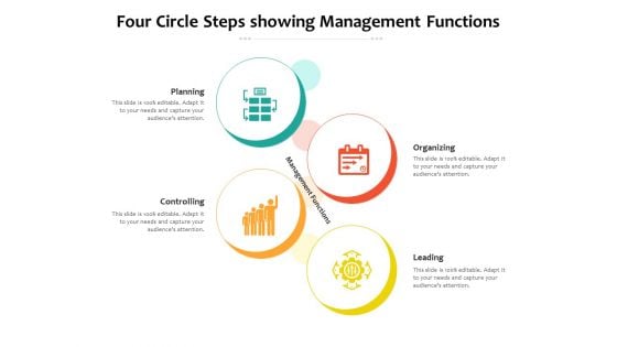 Four Circle Steps Showing Management Functions Ppt PowerPoint Presentation Pictures Designs PDF