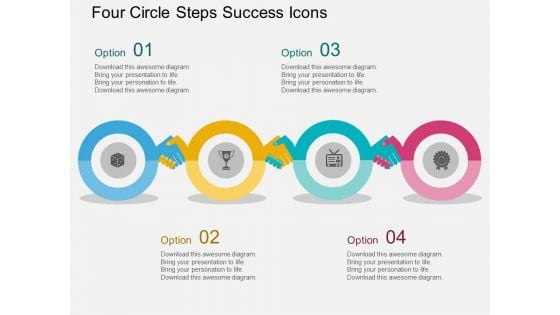 Four Circle Steps Success Icons Powerpoint Template