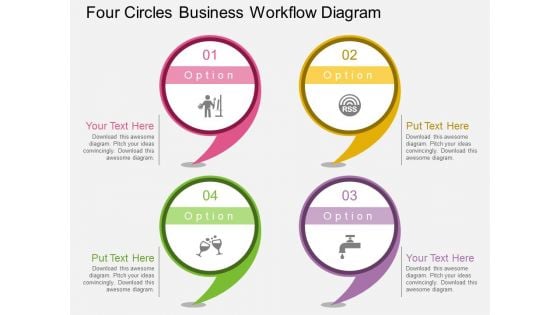 Four Circles Business Workflow Diagram PowerPoint Template