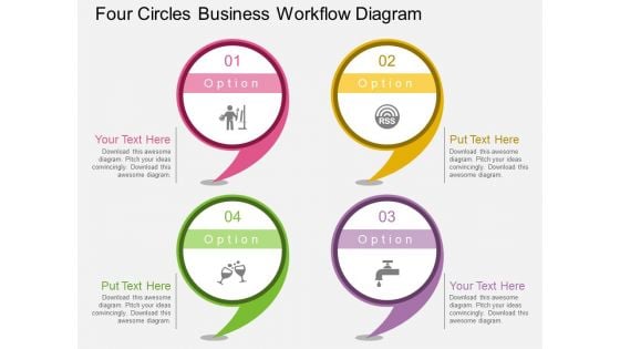 Four Circles Business Workflow Diagram PowerPoint Template Four Circles Business Workflow Diagram PowerPoint Template
