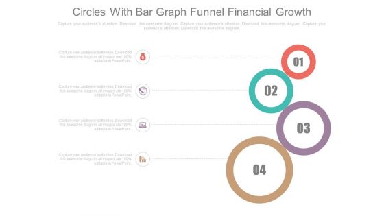 Four Circles Chart Financial Growth Steps Powerpoint Slides