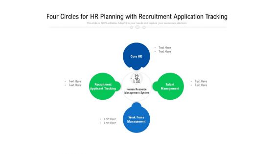 Four Circles For HR Planning With Recruitment Application Tracking Ppt PowerPoint Presentation Gallery Show PDF