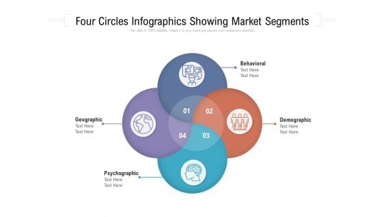 Four Circles Infographics Showing Market Segments Ppt PowerPoint Presentation File Slides PDF