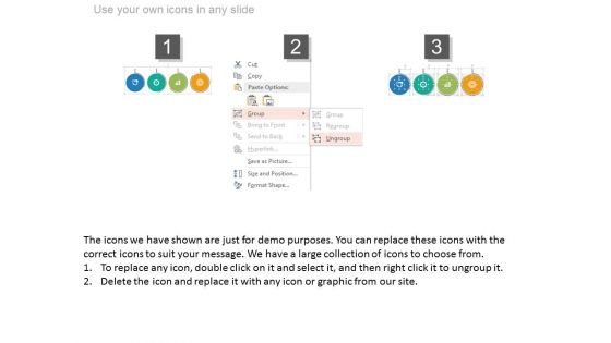 Four Circles With Percentage Values And Icons Powerpoint Slides