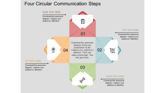 Four Circular Communication Steps Powerpoint Templates