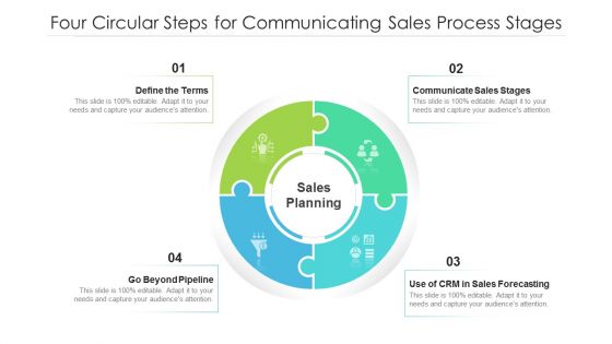 Four Circular Steps For Communicating Sales Process Stages Ppt PowerPoint Presentation Inspiration File Formats PDF