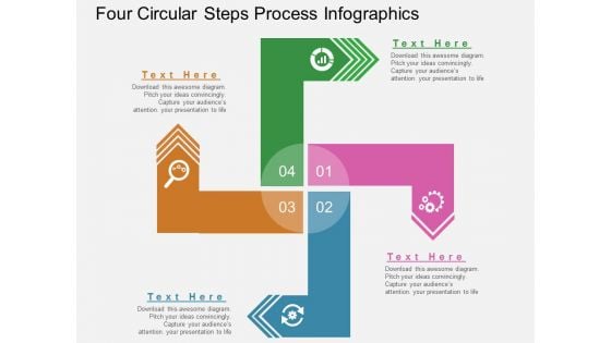 Four Circular Steps Process Infographics Powerpoint Template