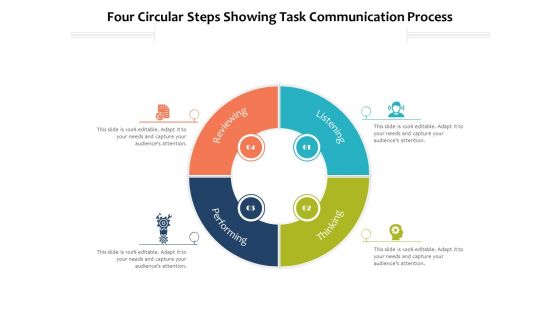 Four Circular Steps Showing Task Communication Process Ppt PowerPoint Presentation Outline Infographics PDF