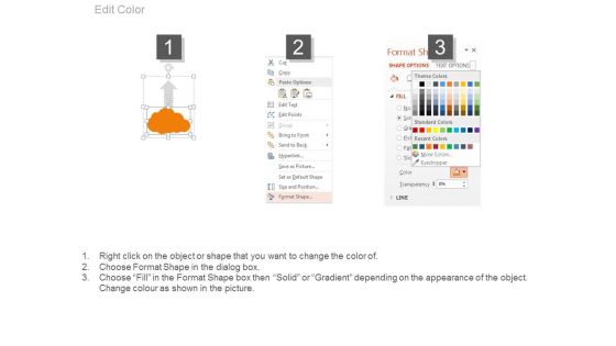 Four Clouds With Arrows And Icons Powerpoint Slides