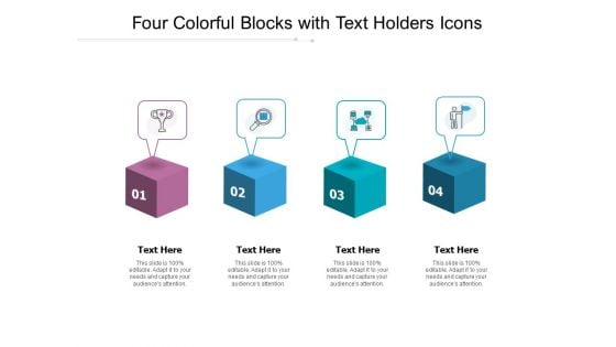 Four Colorful Blocks With Text Holders Icons Ppt PowerPoint Presentation Outline Design Inspiration
