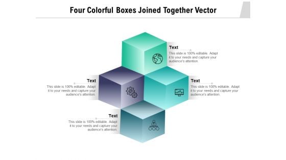 Four Colorful Boxes Joined Together Vector Ppt PowerPoint Presentation Infographics Icons PDF