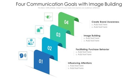 Four Communication Goals With Image Building Ppt PowerPoint Presentation Gallery Vector PDF