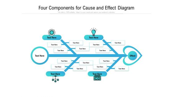 Four Components For Cause And Effect Diagram Ppt PowerPoint Presentation File Examples PDF