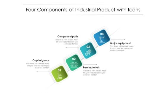 Four Components Of Industrial Product With Icons Ppt PowerPoint Presentation File Mockup PDF