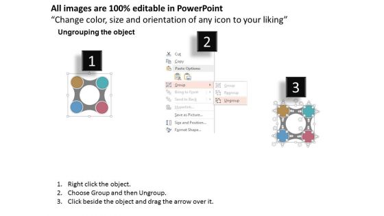 Four Connected Circle Chart With Icons Powerpoint Template