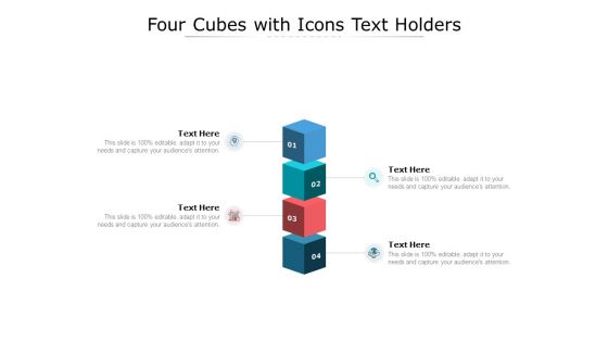 Four Cubes With Icons Text Holders Ppt PowerPoint Presentation Infographic Template Summary