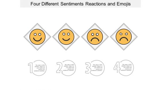 Four Different Sentiments Reactions And Emojis Ppt Powerpoint Presentation Inspiration Background Image