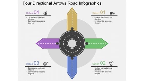 Four Directional Arrows Road Infographics Powerpoint Template