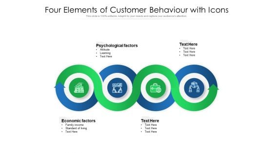 Four Elements Of Customer Behaviour With Icons Ppt PowerPoint Presentation Gallery Example Introduction PDF