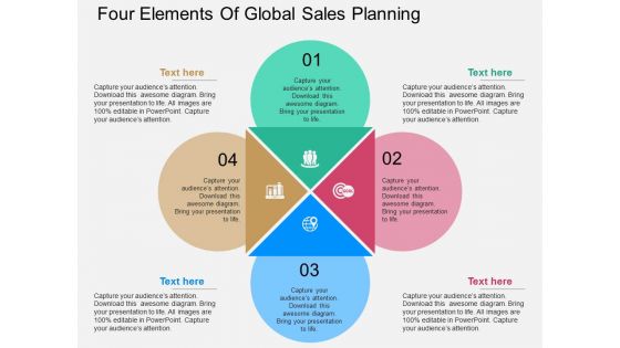 Four Elements Of Global Sales Planning Powerpoint Template