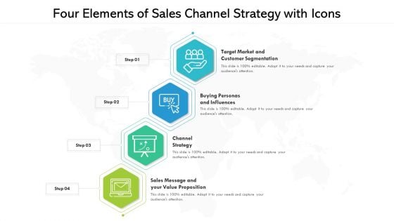 Four Elements Of Sales Channel Strategy With Icons Ppt PowerPoint Presentation Gallery Infographic Template PDF