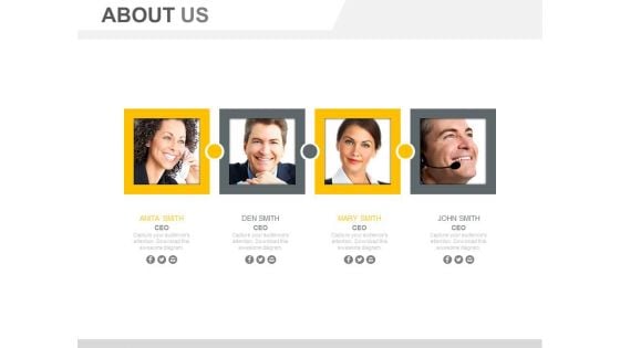 Four Employees Profiles For Introduction Powerpoint Slides