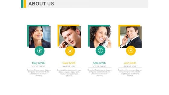 Four Employees Social Media Profiles Powerpoint Slides Four Employees Social Media Profiles Powerpoint Slides