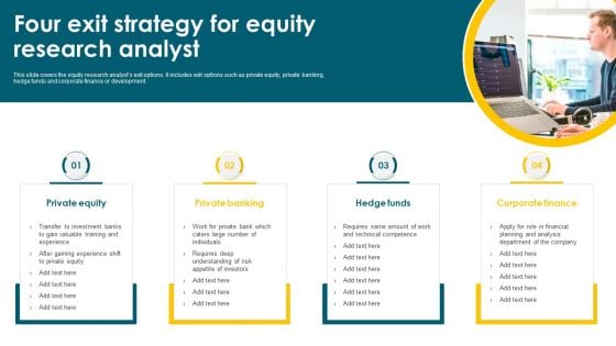 Four Exit Strategy For Equity Research Analyst Ppt PowerPoint Presentation Gallery Structure PDF Four Exit Strategy For Equity Research Analyst Ppt PowerPoint Presentation Gallery Structure PDF