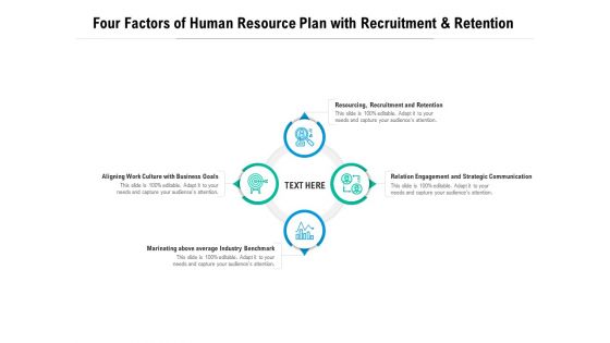 Four Factors Of Human Resource Plan With Recruitment And Retention Ppt PowerPoint Presentation Model Show Four Factors Of Human Resource Plan With Recruitment And Retention Ppt PowerPoint Presentation Model Show