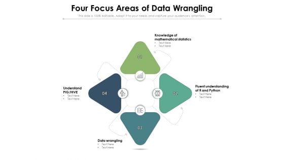 Four Focus Areas Of Data Wrangling Ppt PowerPoint Presentation Layouts Backgrounds PDF