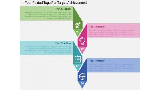 Four Folded Tags For Target Achievement Powerpoint Templates