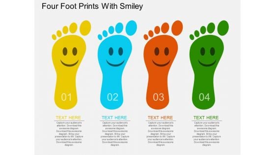 Four Foot Prints With Smiley Powerpoint Template