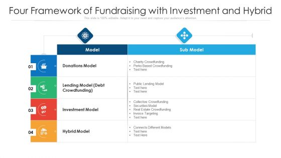 Four Framework Of Fundraising With Investment And Hybrid Ppt PowerPoint Presentation Icon Deck PDF