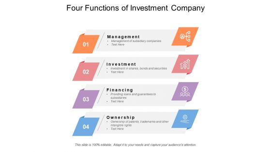 Four Functions Of Investment Company Ppt PowerPoint Presentation Gallery Picture